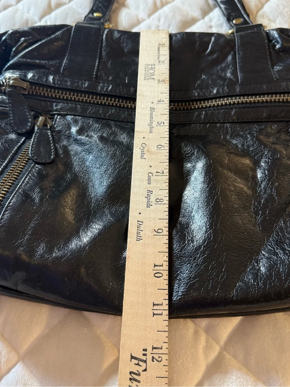 Latico Leathers Black Full Grain Leather East West Hobo Shoulder Bag Vintage